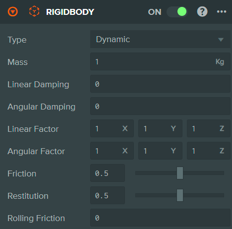 Dynamicに設定したRigid Bodyコンポーネント